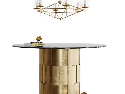 Table and chandelier Worlds Away 3D model