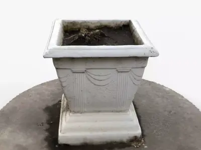 Photorealistic 3D scan of concrete empty planter Low-poly 3D model