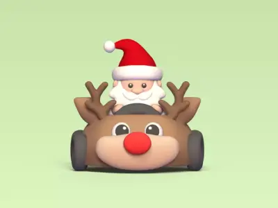Santa Claus Reindeer Car 3D print model