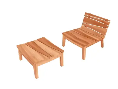 Bongcan table and chair Free low-poly 3D model