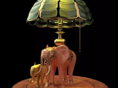 Chinese display stand with elephant lamp  3D model