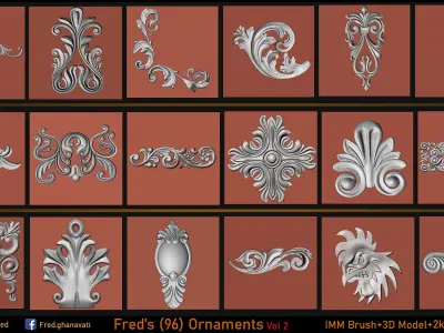 Fred 96 Ornament IMMBRUSH 3dModels Vol 2 Low-poly 3D model