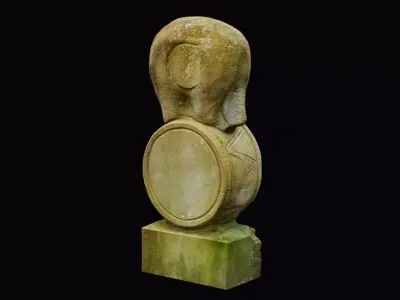 Stone Mythical Circus Elephant Statue Art Animal Sculpture 3D model