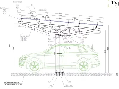 6 kWp Solar Carport Project Type 8 3D model