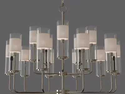 Hudson modern chandelier with glass shades 3D model