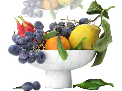 bowl of tropical fruits 03 3D model