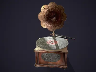 Vintage Gramophone Low-poly 3D model