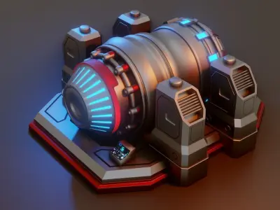 Sci-Fi Power Generator - Low Poly - Game Ready - PBR Low-poly 3D model