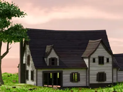 American Style Cottage Exterior 10 Low-poly 3D model