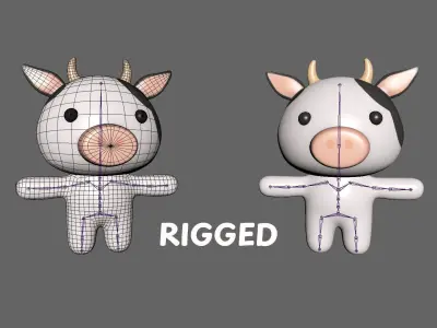 Chubby Cow Animated for Games Low-poly 3D model