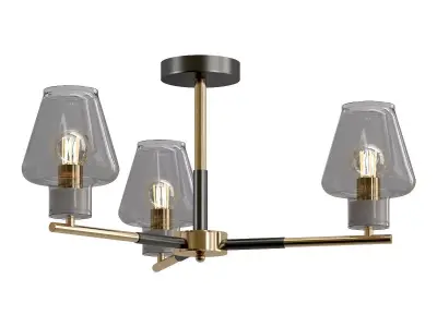 goreyn three light fixtures with brass and glass shades 3D model