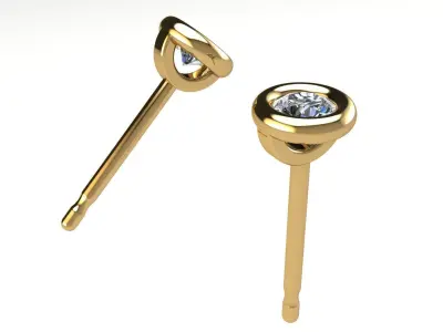 Solitaire Round Bezel Stud 3 mm 3D print model