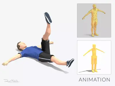 single leg raiser Exercise Man Animation Low-poly 3D model