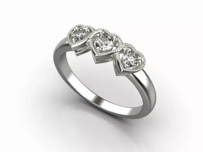 heart ring with stones 3D print model