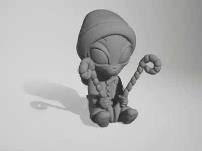 Winter Alien Driving a candy 3D print model