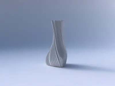 Vase twist puffy triangle with extruded vertical lines 3D print model