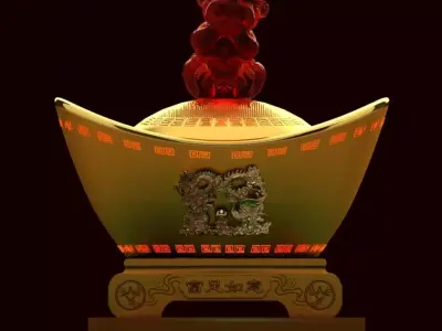 Chinese gold Ingot 3D model