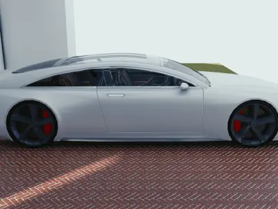 BLENDER EEVEE Brandless Extended Wheelbase 2 door coupe Low-poly 3D model