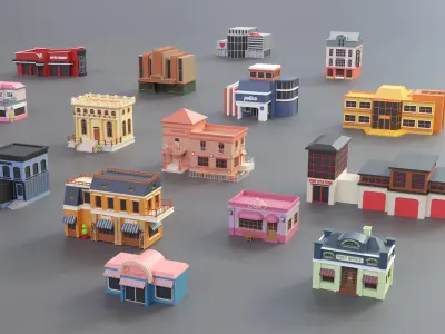 cartoon city 1 Low-poly 3D model