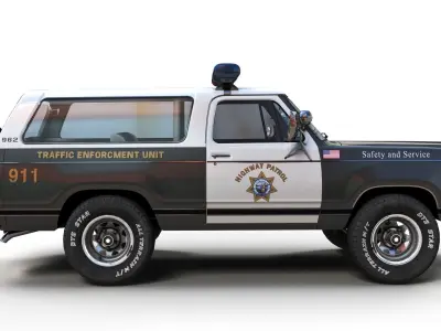 Dodge Ramcharger 1979 police car Low-poly 3D model