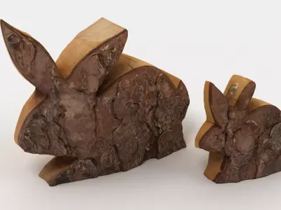 Wooden Rabbit Decorations 001 3D model
