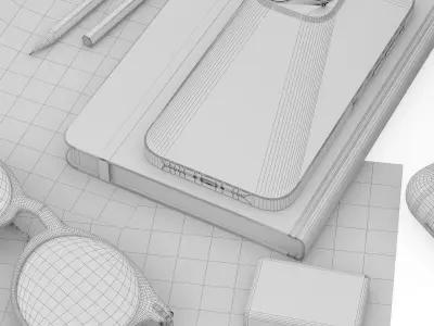 Decorative set iPhone and SketchBook 001 3D model