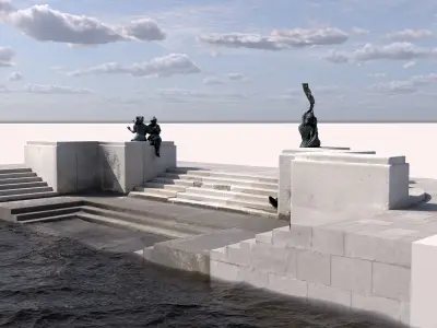 Royal staircase Low-poly 3D model