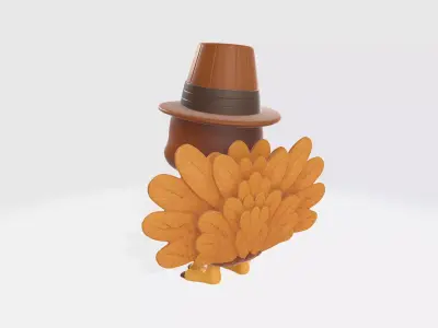 Thanksgiving Turkey with Pilgrim Hat 3D Print 3D print model