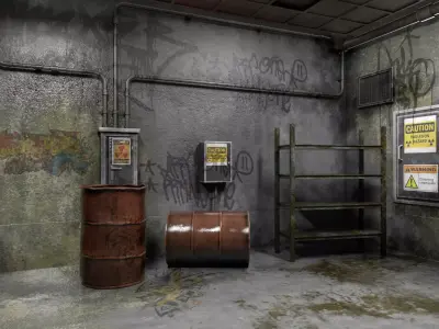 The old  Horror Room 4 Low-poly 3D model