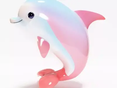 Pink Dolphin Chibi Kawaii Cute toy 3D print model