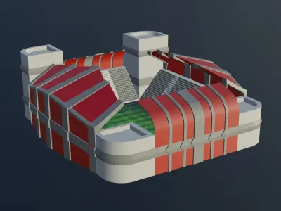 Football Stadium - Red Low-poly 3D model