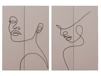 Wall Art Abstract Face Line LED Light Low-poly 3D model
