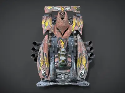 Red Spin Viper with interior and detail machine plus Gatling 3D model