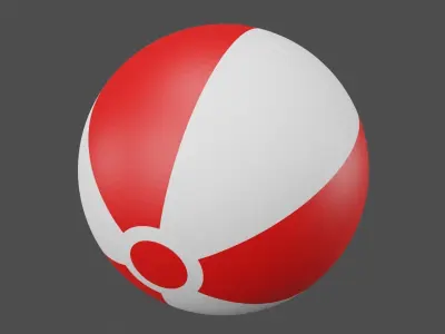 Red Beach Ball Low-poly 3D model