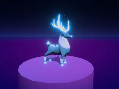 Mystical reindeer Game asset Low-poly 3D model