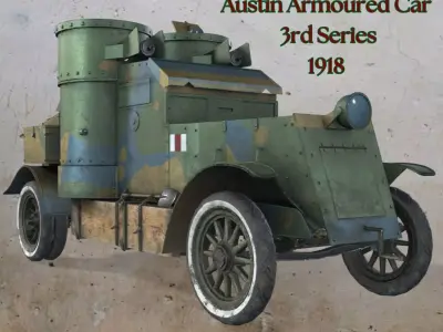 WWI armored car - Austin - 3rd Series 1918 Low-poly 3D model