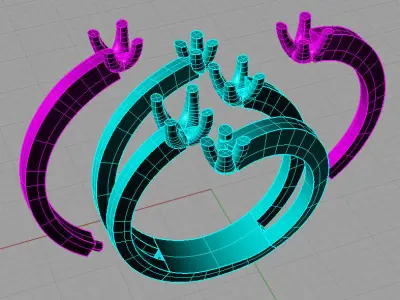 Golden Luxury Women Ring With Roundl Diamond 3D print model 3D print model