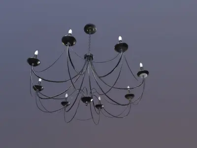 Chandelier Game Ready with six candles Low-poly 3D model