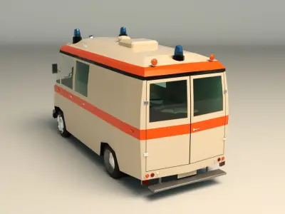 Low Poly Ambulance 01 Low-poly 3D model