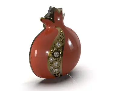 Diamond studded enameled pomegranate stl 3d pendant jp0244 3D print model