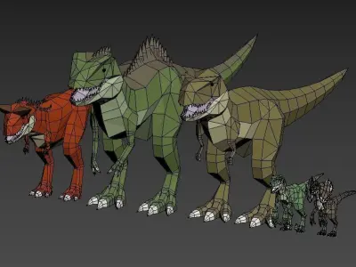 Dinosaurs Lowpoly - Carnivores Pack Low-poly 3D model