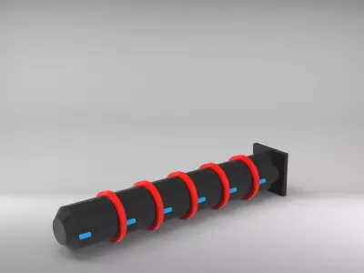 Cylindrical Pipe with Red Clamps  3D print model