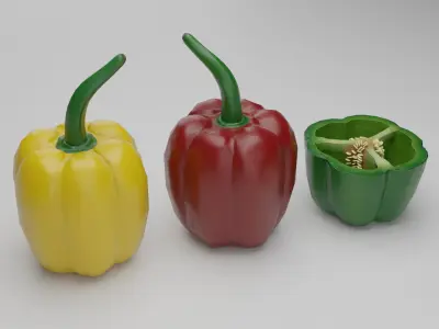 Bell Pepper Low Poly realistic 3d model for game Low-poly 3D model