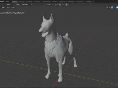 Dog  base mash  Low-poly 3D model