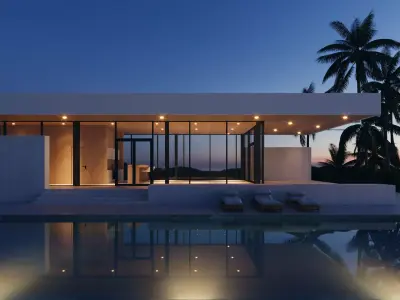 exterier villa with pool 3D model