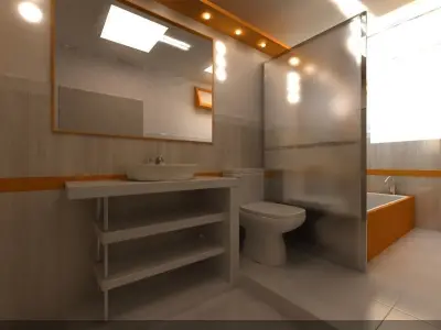 long bathroom design 3D model