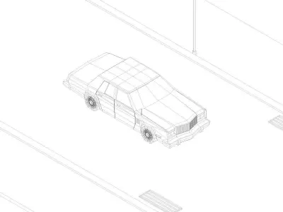 Cartoon Low Poly Chrysler 1980 Low-poly 3D model