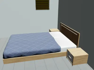 house garage with car in it Low-poly 3D model