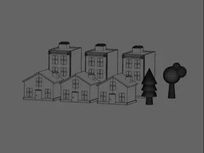 Stylized Houses Pack Free low-poly 3D model