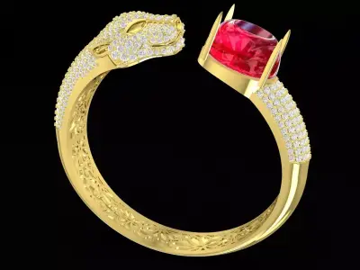 Luxury Open Band Ruby Ring 3D Jewelry Model for Women  3341 3D print model